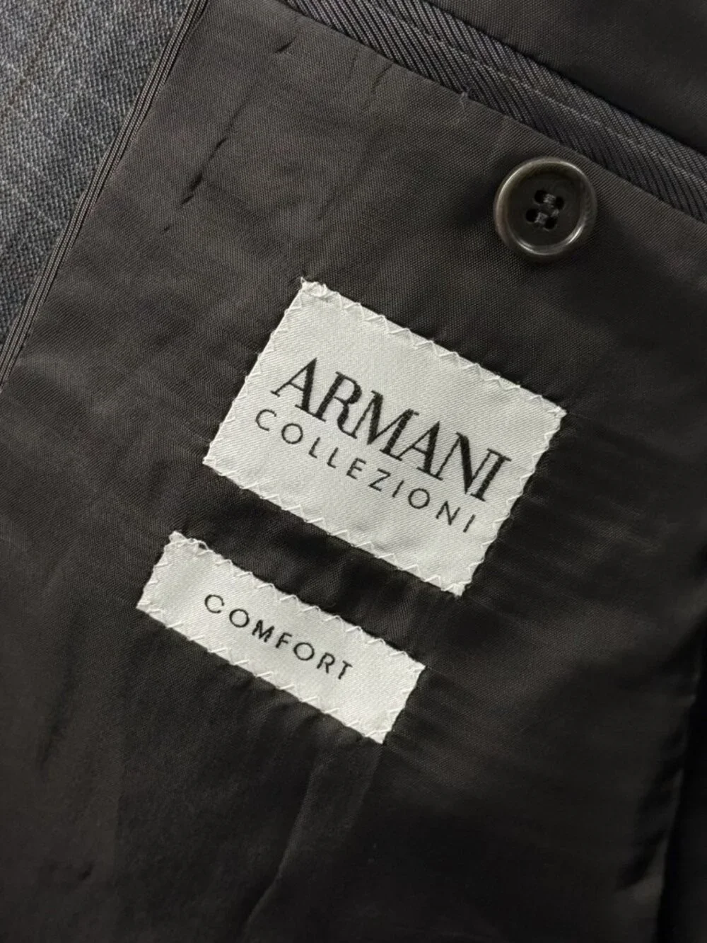 ARMANI COLLEZIONI Grey Wool Check Pattern Suit Blazer Jacket